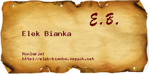 Elek Bianka névjegykártya